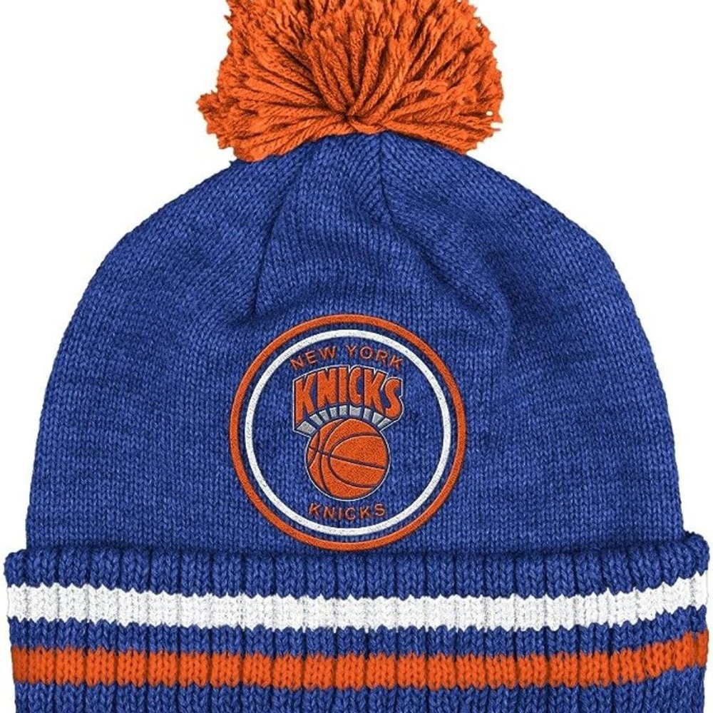 Mitchell & Ness New York Knicks NBA Big Man Cuffed Premium Pom Knit Hat
